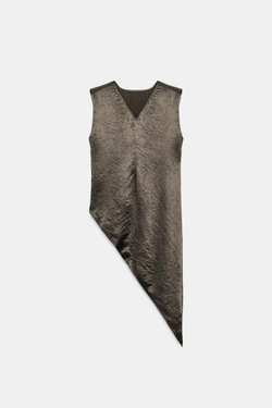 ZARA АТЛАСНЫЙ ТОП ZW COLLECTION, ТЕМНО-ЗЕЛЕНЫЙ