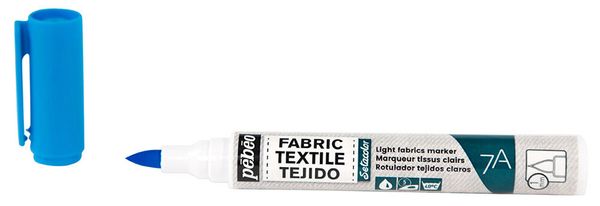 Маркер для светлых тканей 7A Light fabric 1 мм, перо круглое, 6 шт, 803407 Голубой, Pebeo