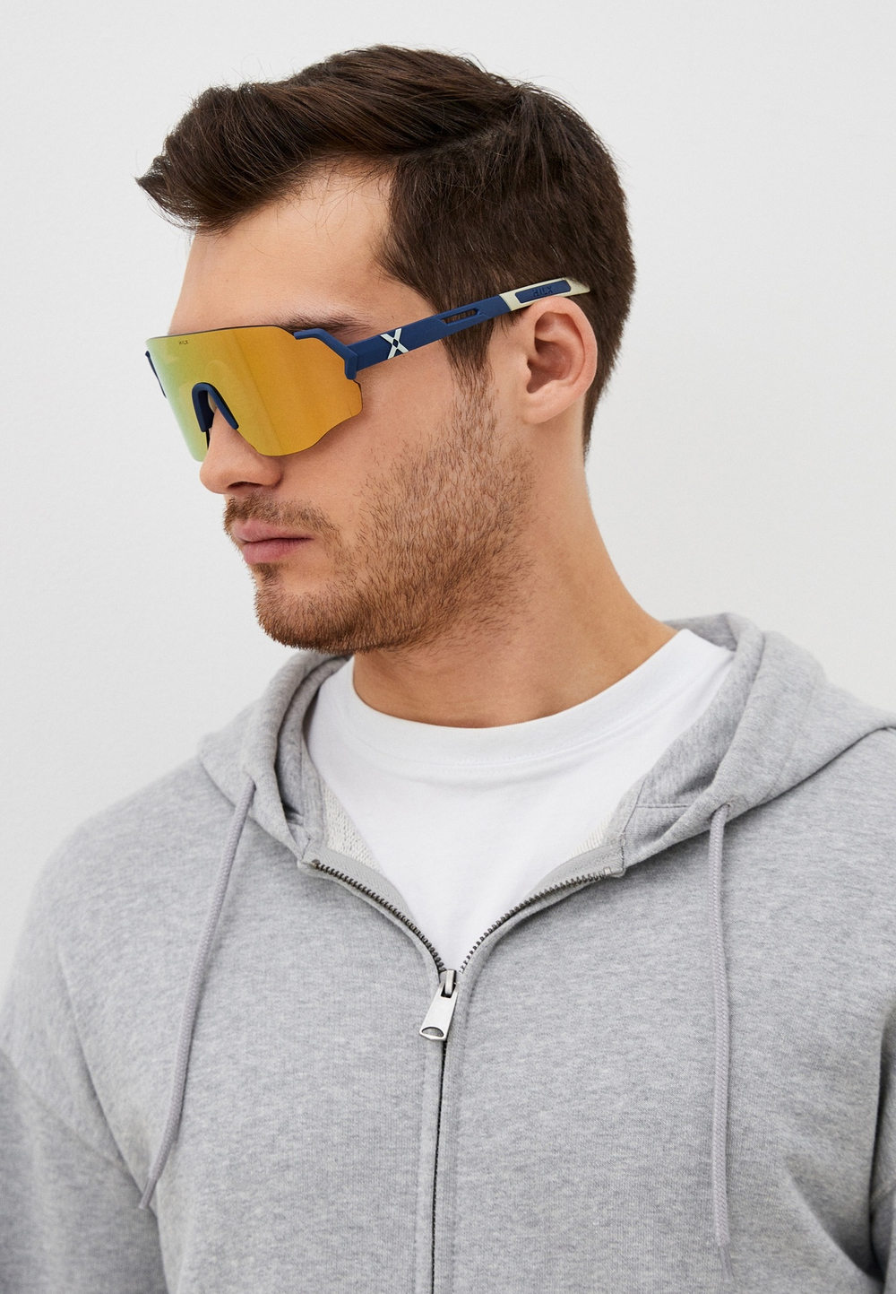 Спортивные очки с диоптриями HILX Savage (L) / Matt Blue Warm Grey / Gold Lens