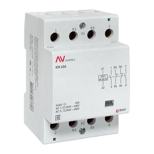 Контактор модульный КМ 40А 2NO+2NC 230В АС (3 мод.) AVERES EKF