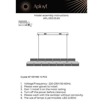Люстра подвесная LED 60W 3000К/4000K/6000К APL.093.03.60 шампань Theothila Aployt