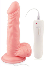 Телесный вибратор 7 Vibrating Dong with Vibrating Balls - 16 см. (Цвет: телесный)