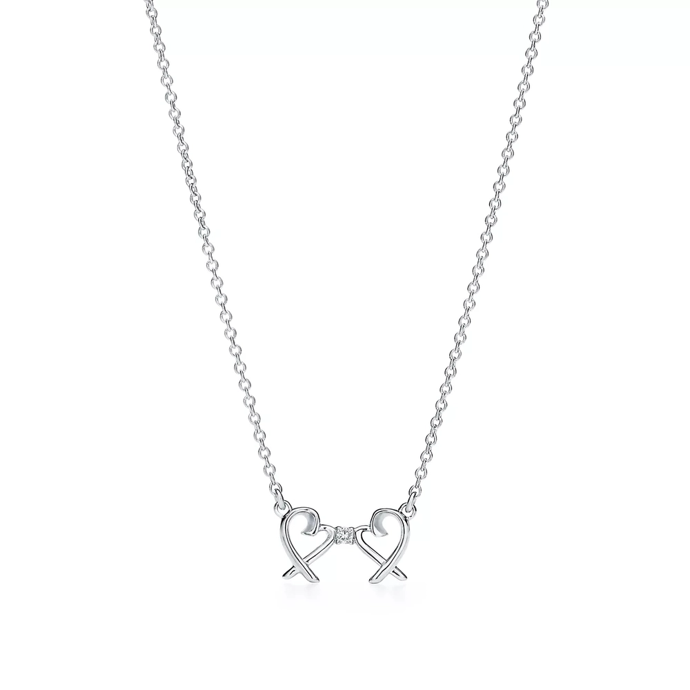 Подвеска из серебра с бриллиантом, Tiffany💠 любящие сердца Paloma Picasso.✨Exclusive✨В наличии
