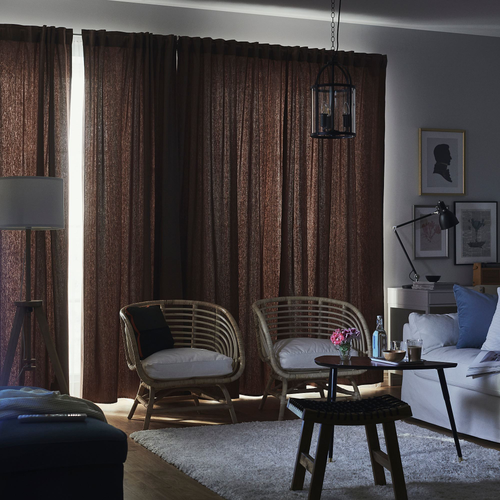 Комплект штор IKEA TIBAST (ТИБАСТ), Кирпичный, 145х250 см, 2 шт