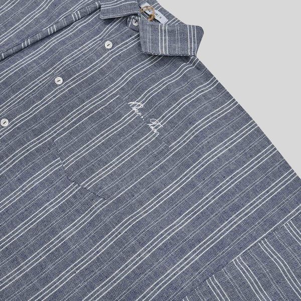 Рубашка Oversized Striped Shirt Blue синяя - фото 8