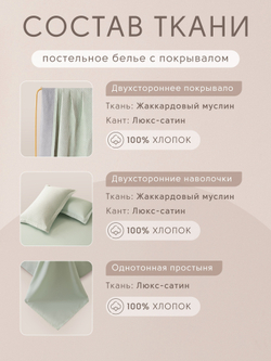 Комплект постельного белья Сатин Aurora Veil/Вуаль Авроры с Покрывалом AV005