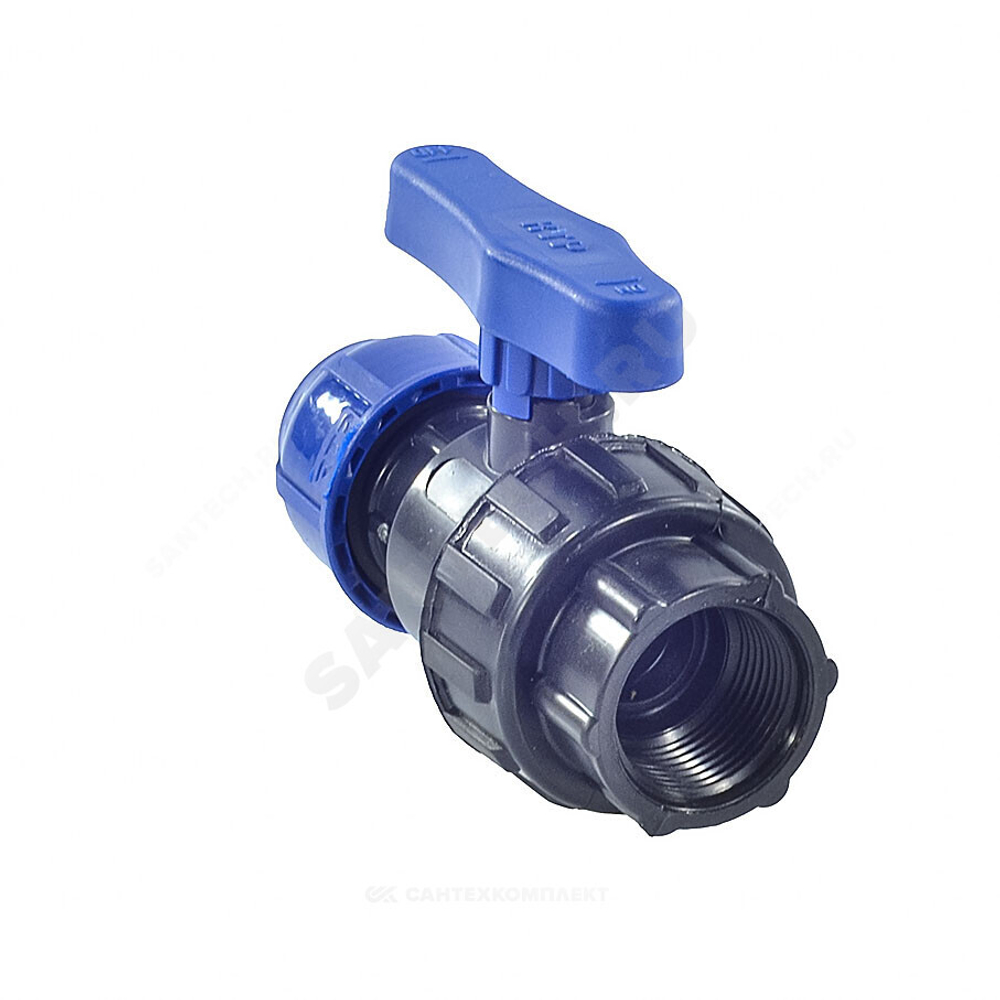 Кран шаровой компрессионный ПЭ Дн 25х3/4" ВР Ру10 RTP (РосТурПласт) 14395