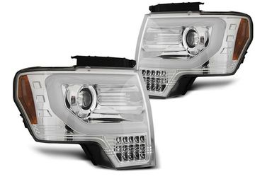 Передние фары Tube Light для Ford F150 XII (08-14) хромированные
