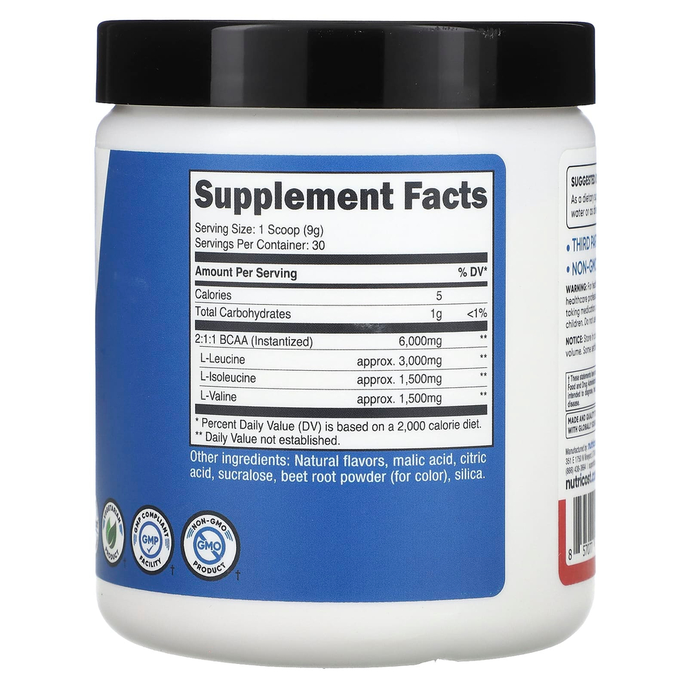 Nutricost, Performance, BCAA, со вкусом клубники и киви, 270 г (9,6 унции)