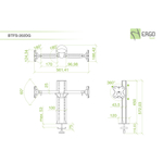 ErgoFount BTFS-202DG Настольное крепление для 2 мониторов диагональю до 24'' с шарнирными одноколенными вылетами, изменяемой высотой и струбциной к столу типа "G". Цвет - серебристый