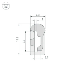 Силиконовый профиль WPH-FLEX-0613-SIDE-S8-5m WHITE (Arlight, Силикон) 040265