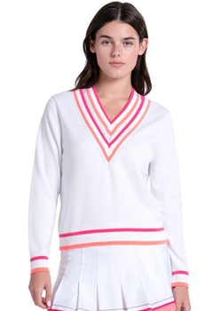 Женская теннисная куртка Lucky in Love Victory V-neck - white/pink