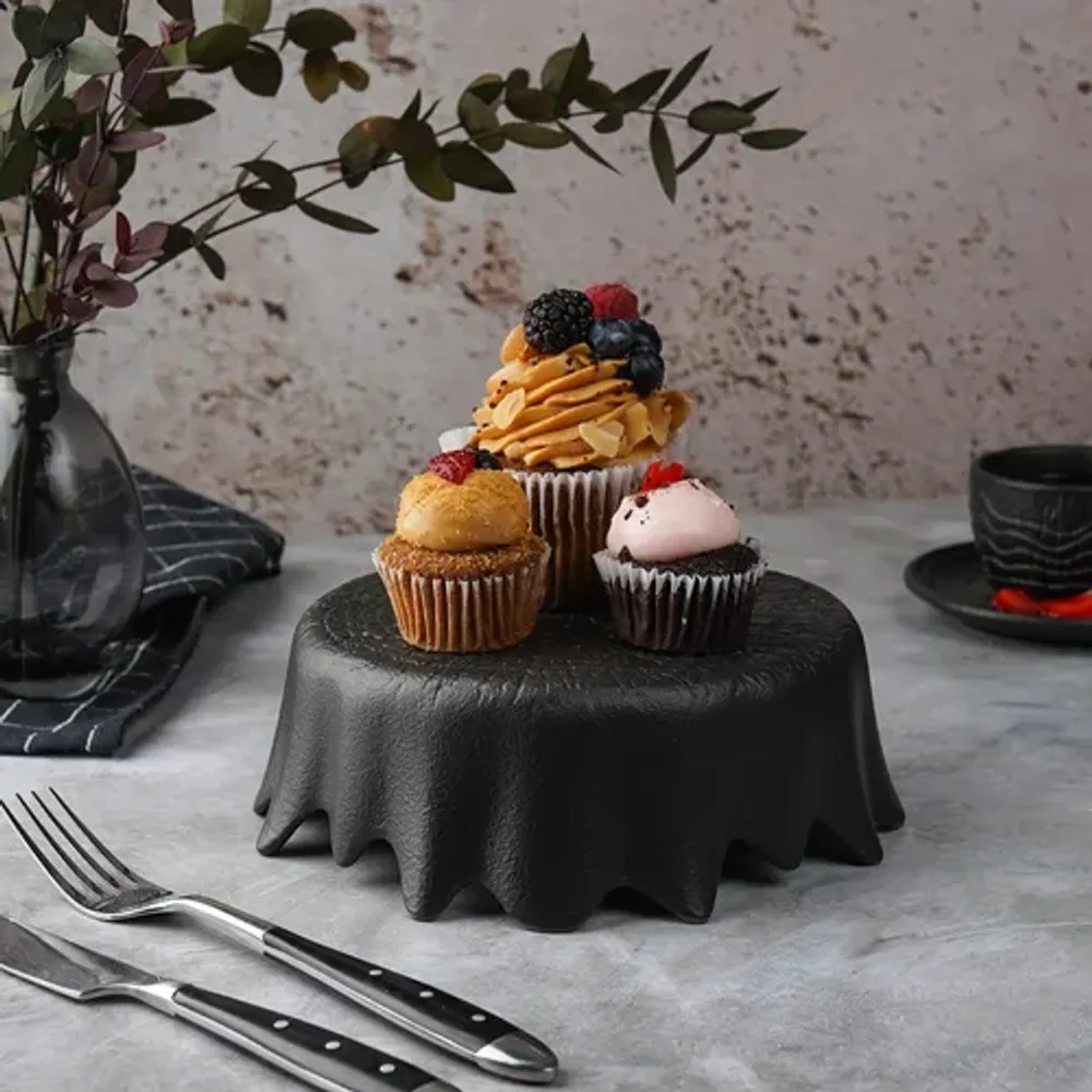Блюдо круглое для подачи d 16 см h6,2 см для закусок Black Raw Wood P.L. Proff Cuisine [6]