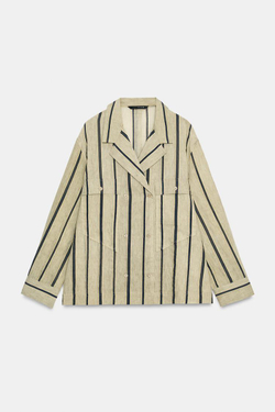 ZARA РУБАШКА С ЗАПАХОМ И КАРМАНАМИ — ZW COLLECTION, ПОЛОСКИ