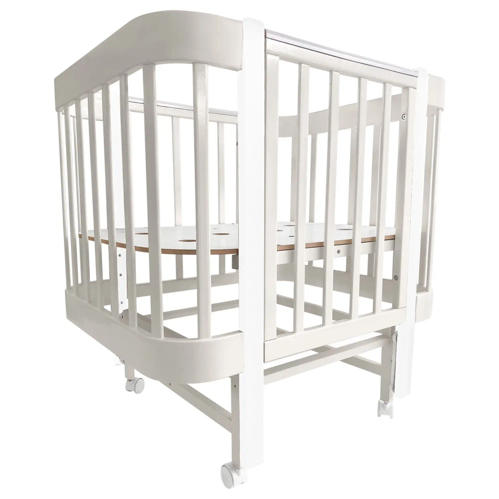Кровать детская Indigo Italiano Baby продольный маятник на колесах кашемир-белый