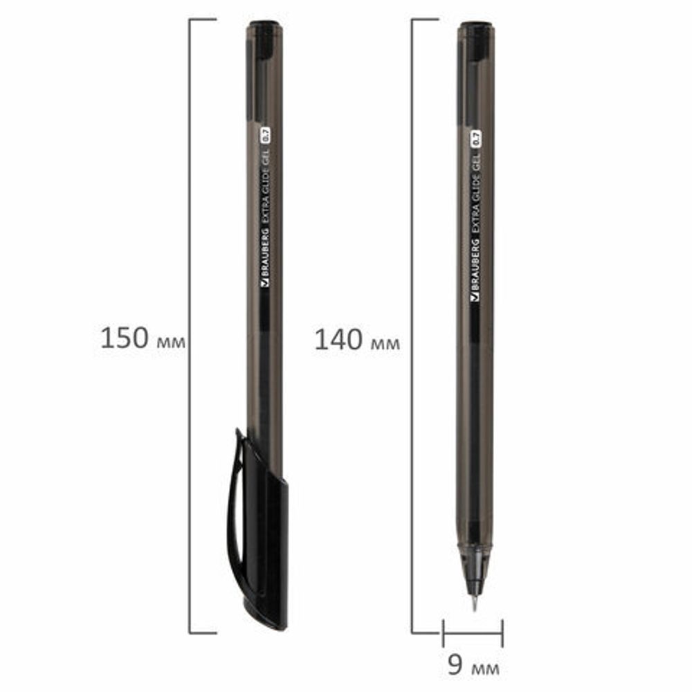 Ручка гелевая BRAUBERG "Extra Glide Gel", 1шт, ЧЕРНАЯ, трехгранная, игольчатый наконечник 0,7 мм, линия 0,5 мм, 144077