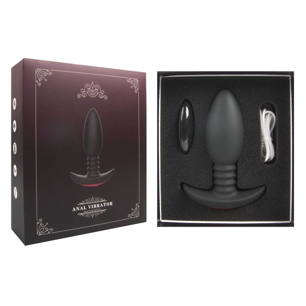 Черная анальная вибропробка Anal Vibrator с пультом ДУ - 13,5 см. (Цвет: черный)