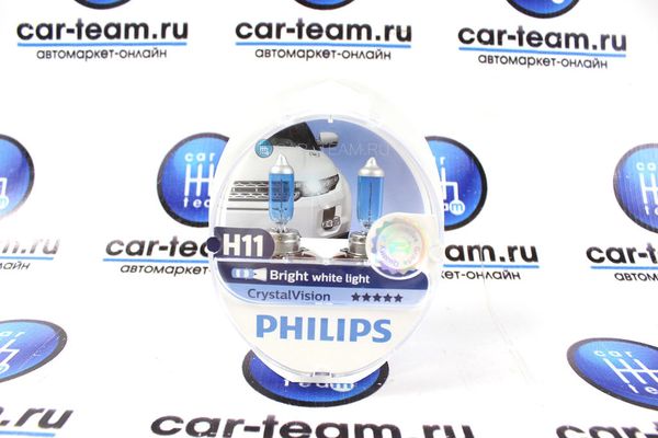 Автолампы "Philips" H11 55W+W5W Crystal Vision (ярко-белые) 12362CVSM