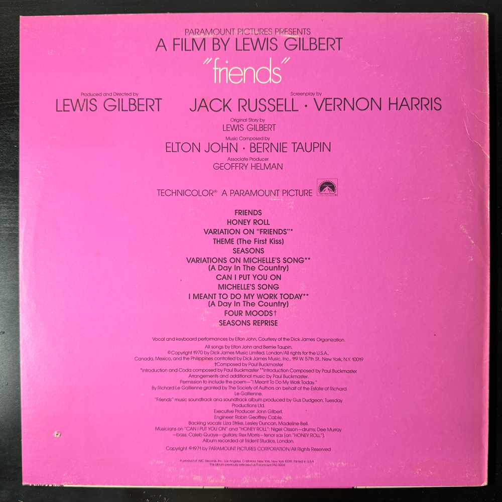 Elton John ‎– Friends (США 1971г.)