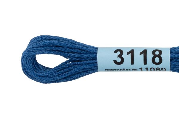 Мулине Gamma 100% хлопок, цв.3118 синий, 24 мотка по 8 метров