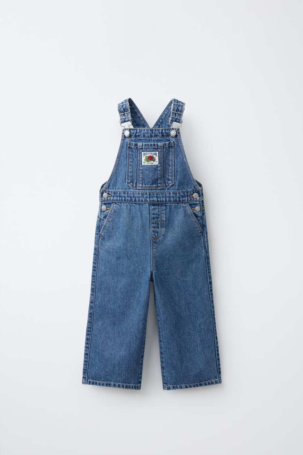 ZARA - FRUIT OF THE LOOM™ ДЖИНСОВЫЙ КОМБИНЕЗОН, ЛИНЯЛЫЙ СИНИЙ
