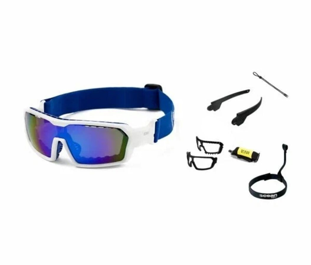 Спортивные очки с диоптриями OCEAN Chameleon Matt White / Revo Blue Polarized lenses