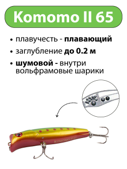 Воблер поппер Komomo II 65 мм 6 г цвет #11