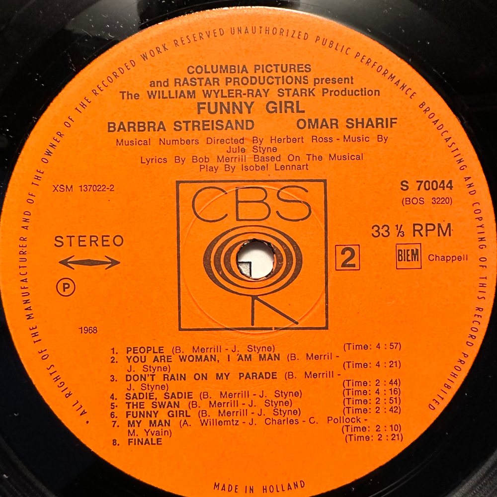 Jule Styne - Barbra Streisand, Omar Sharif - Funny Girl (Голландия 1968г.) В