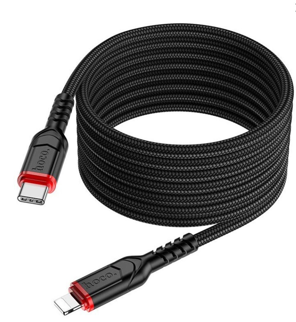 Usb Кабель-зарядка Type-C на Lightning Hoco X59 3A 60W 2м в тканевой оплетке черный