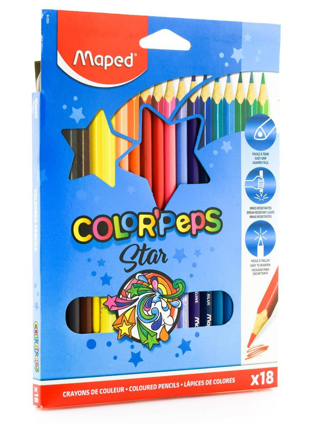 Карандаши 18цв. COLOR'PEPS треугол. ударопрочный футляр (Maped)