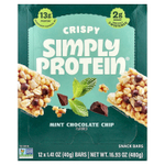 Simply Protein, хрустящие батончики-снеки, мята и шоколадная крошка, 12 батончиков по 40 г (1,41 унции)