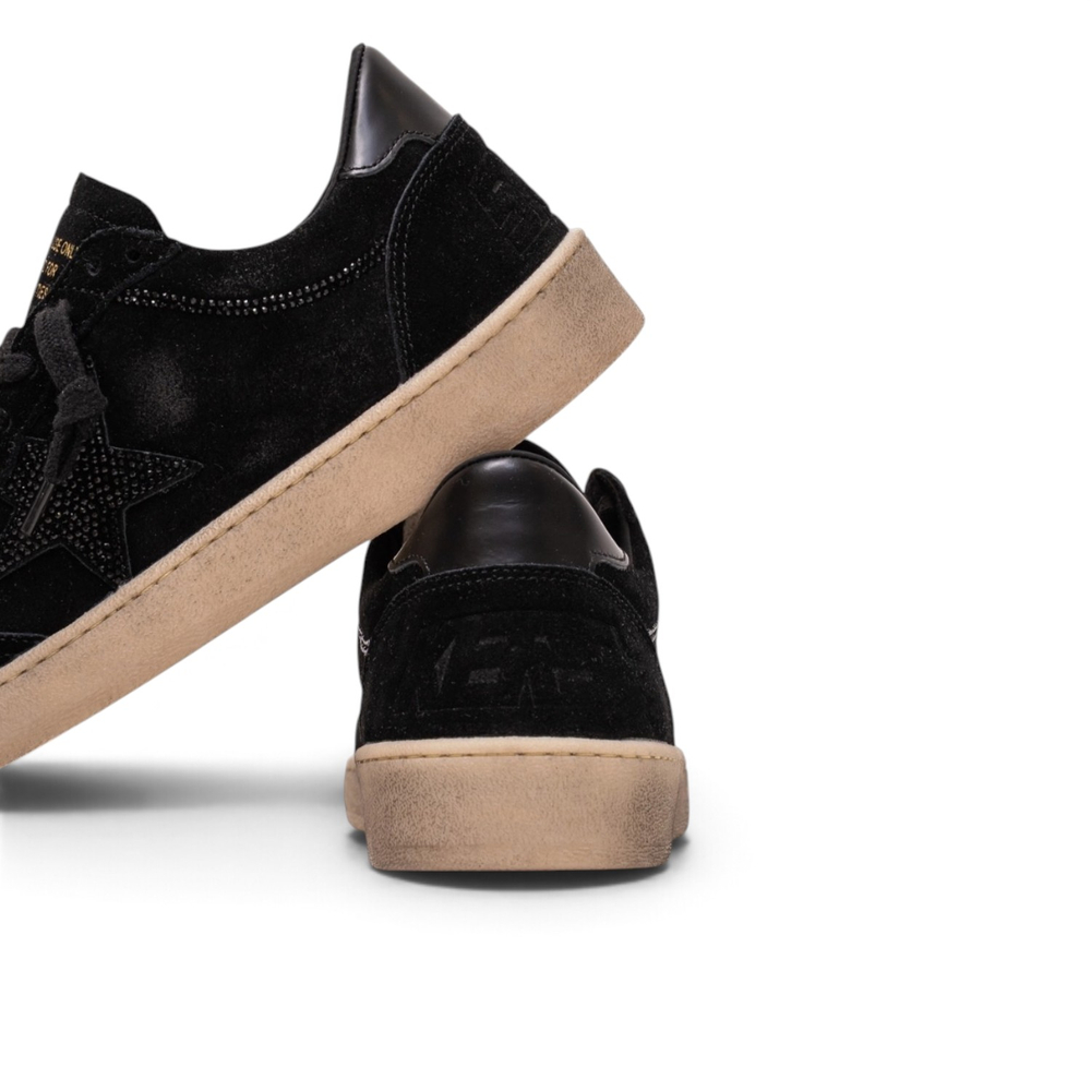 Women's Ball Star in black suede black crystal star