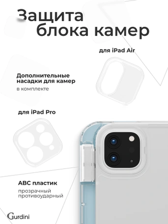 Чехол книжка для iPad Air 13" M2 / Pro 12,9" (3,4,5,6 gen) Gurdini Origami Case Голубой