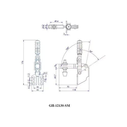 Зажим механический с вертикальной ручкой, усилие 227 кг Woodwork GH-12130-SM