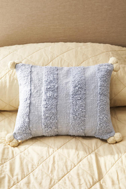 ZARA HOME ЧЕХОЛ ДЛЯ ДЕКОРАТИВНОЙ ПОДУШКИ С ПОМПОНОМ, СИНИЙ