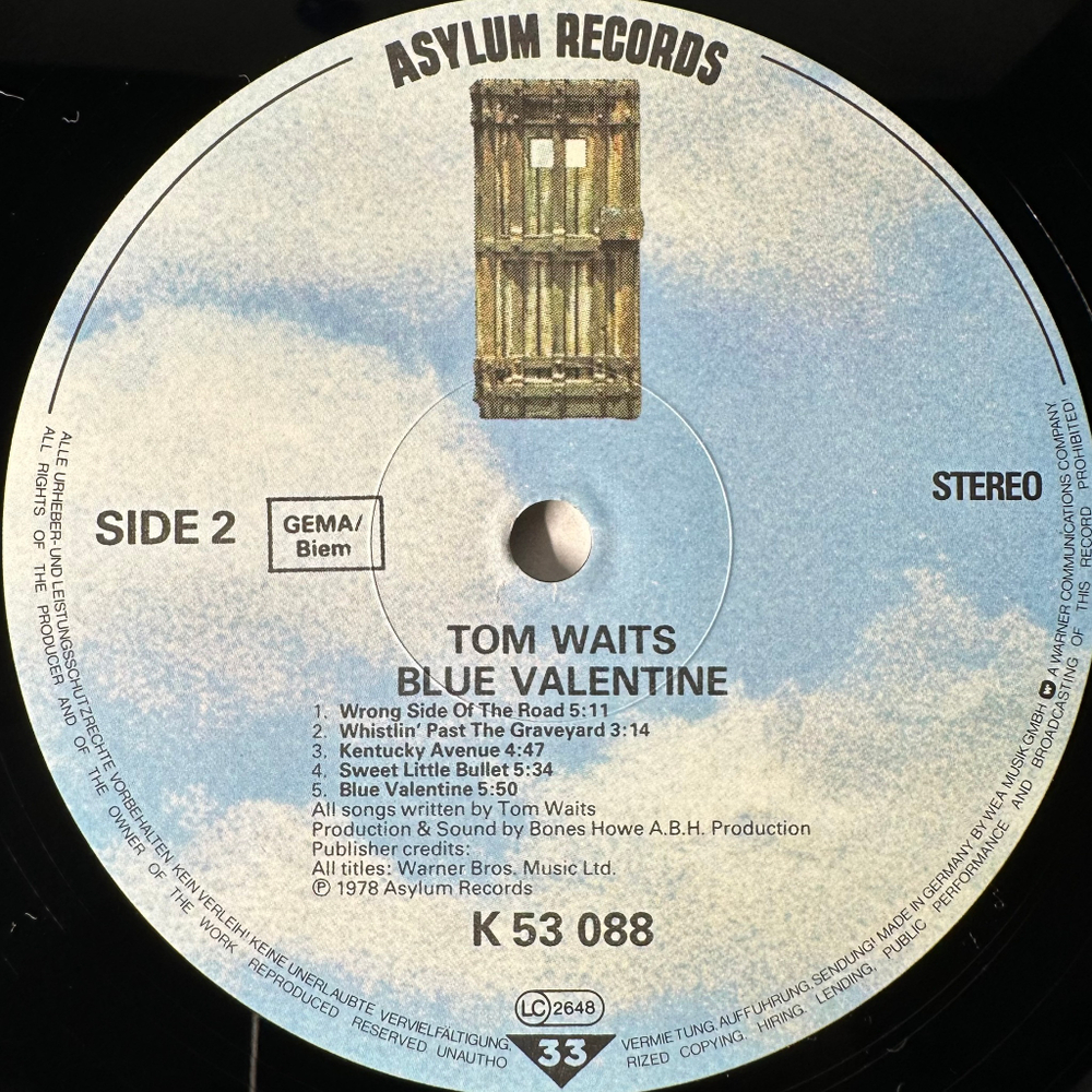 Tom Waits ‎– Blue Valentine (Германия)