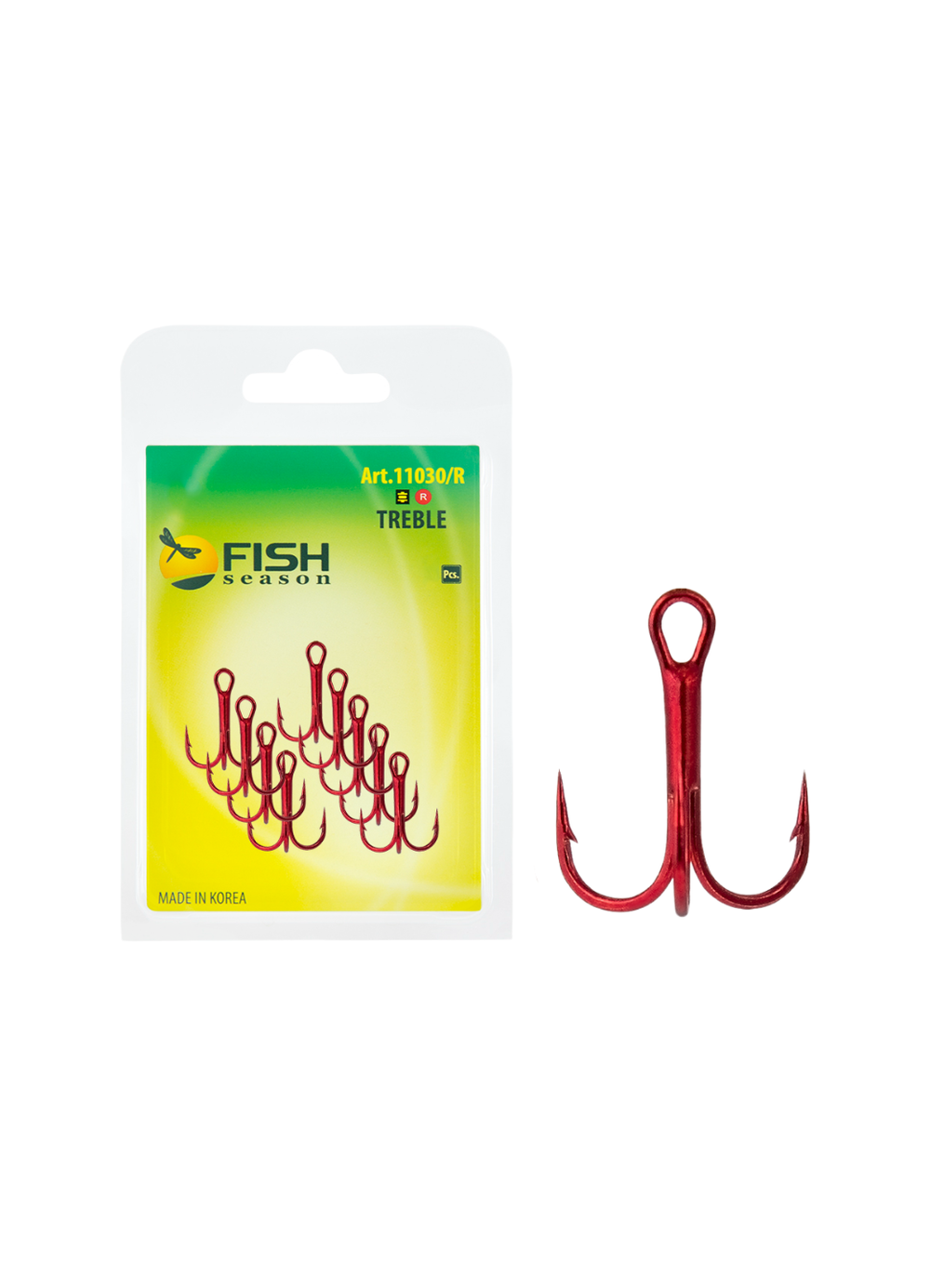 Крючок рыболовный Fish Crystal тройной TREBLE 11030/RED №1 (5 упаковок)