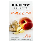 Bigelow, Benefits®, успокаивающий травяной чай, имбирь и персик, без кофеина, 18 чайных пакетиков, 40 г (1,44 унции)