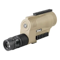 Зрительная труба Veber Defence PRO 15-45x60 ED FFP вид под углом с объективом и кольцом