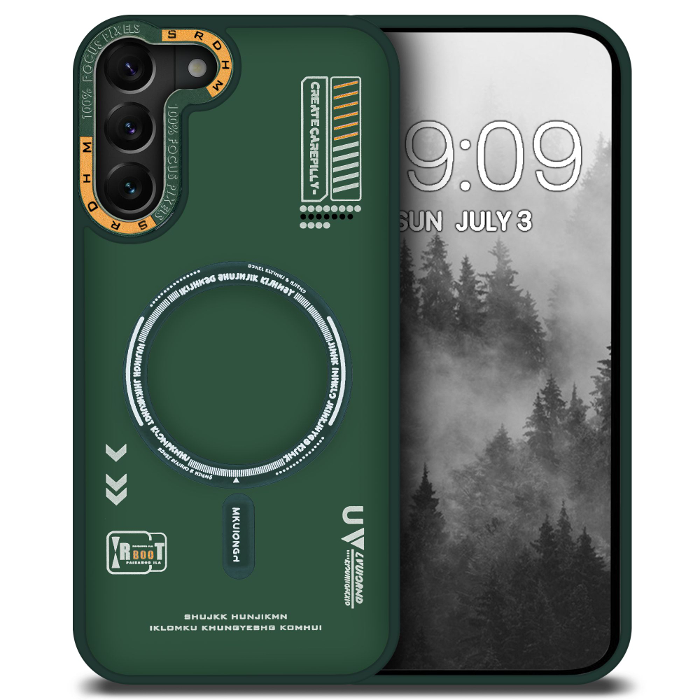 Дизайнерский чехол из мягкого пластика для SAMSUNG S22 (не PLUS,ULTRA) с MagSafe и усиленной защитой камеры