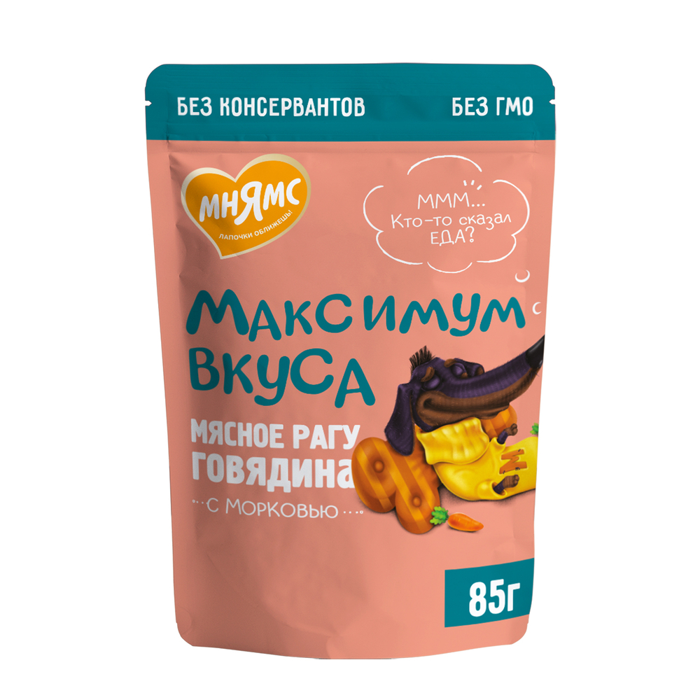 МНЯМС Максимум вкуса Влажный корм для собак с говядиной и морковью 0,085 кг