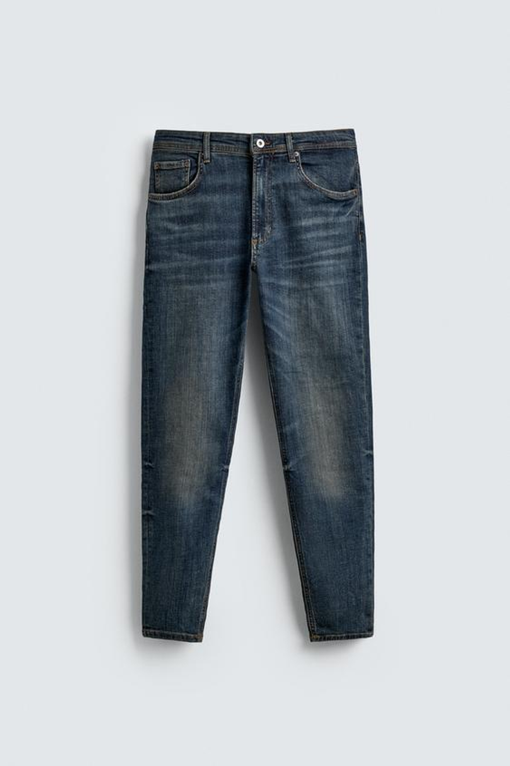 ZARA УКОРОЧЕННЫЕ ДЖИНСЫ SKINNY, СИНИЙ