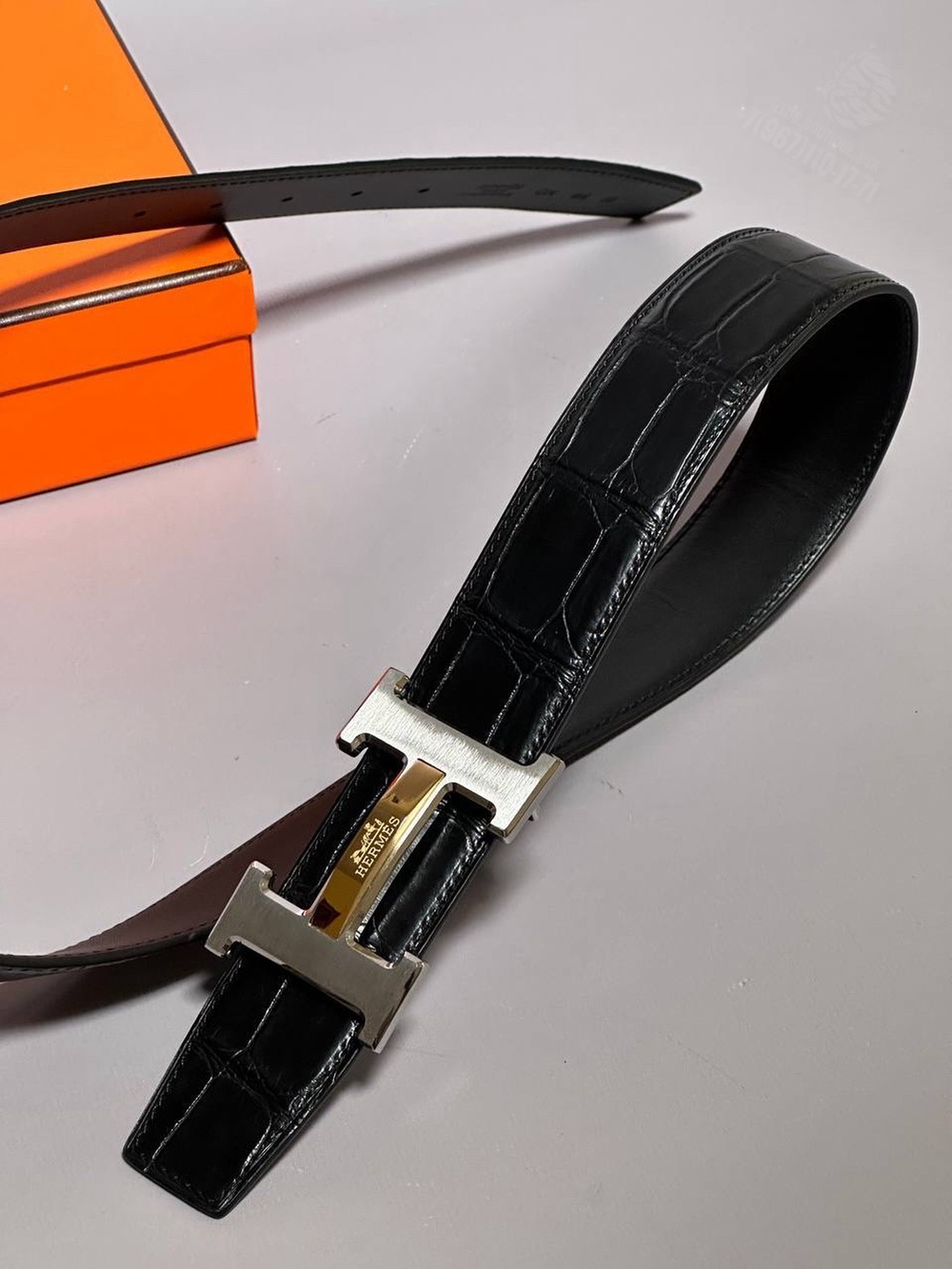 Ремень Hermes из кожи крокодила