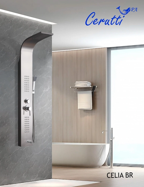 Душевая панель Ceruttispa СЭЛИЯ (CELIA) BR CT10405 из нержавеющей стали, цвет матовая нержавеющая сталь