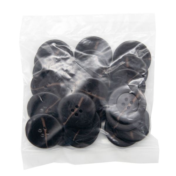 Пуговицы 4 прокола 40L=25 мм, (5453 цв. черный/кор. мат.), 24 шт