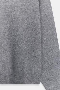 ZARA МЯГКИЙ ТРИКОТАЖНЫЙ СВИТЕР, СЕРЫЙ МЕЛАНЖ