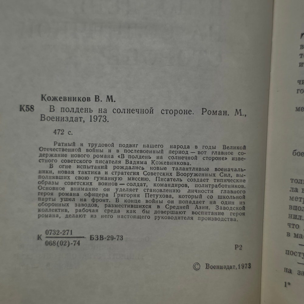 книга " В полдень на солнечной стороне. "