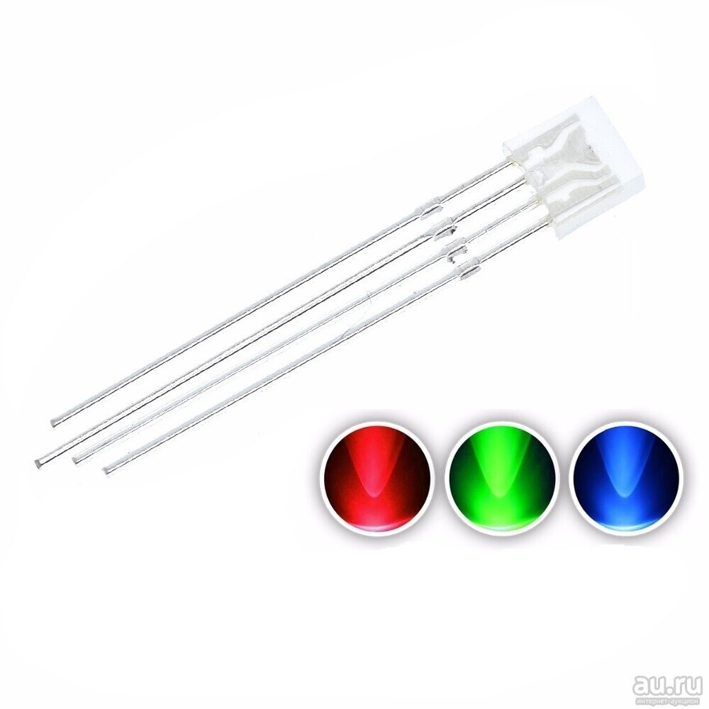 Прямоугольные светодиоды RGB LED 2*5*5 мм (красный зеленый синий)