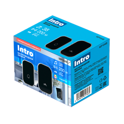 Звонок дверной Intro MP104B беспроводной RGB подсветка от сети IP44 200 м черный 38 мелодий с козырьком | Intro