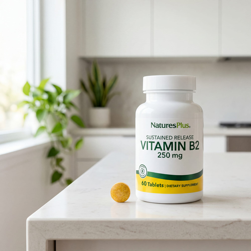 NaturesPlus, витамин B2, длительное высвобождение, 250 мкг, 60 таблеток